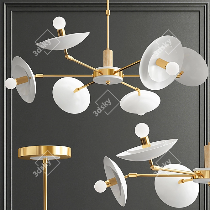 Swivel Saucer Chandeliers 3D model image 1