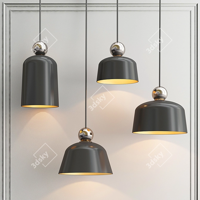 Modern Black Pendant Ceiling Lights 3D model image 1