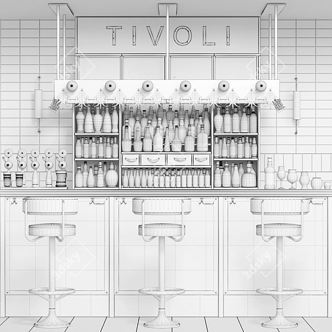 Tivoli Bar Set with Bar Counter 3D model image 2