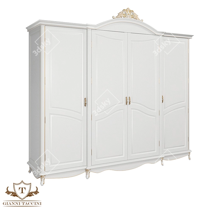 Lorenzo" 3m Removable Crown Solid Ash Wardrobe 3D model image 1