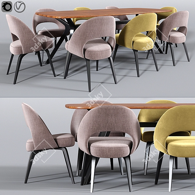 Elegant Saarinen Dining Chair Set 3D model image 1