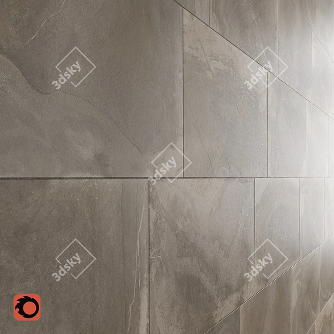 Slate Beige Wall Tiles: Textured Anthracite Stone Collection 3D model image 2