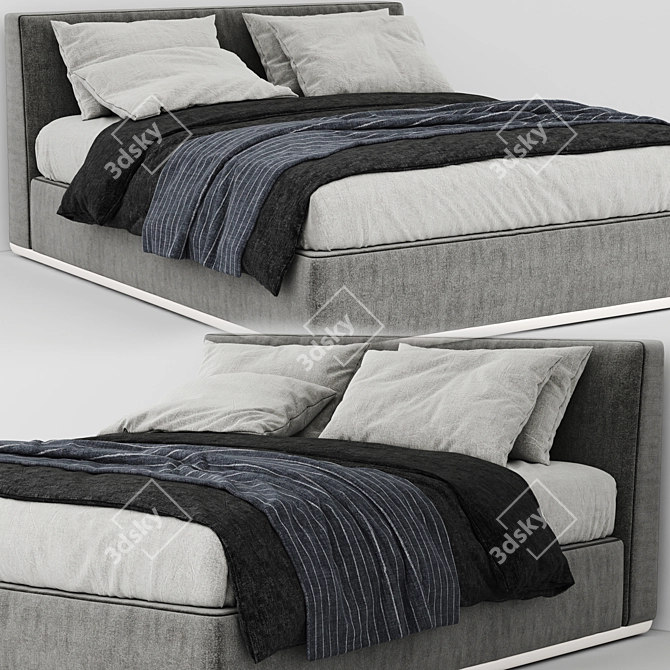 Elegant Powell Minotti Bed 3D model image 2