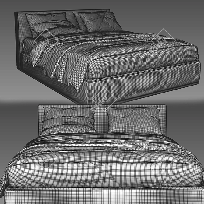 Elegant Powell Minotti Bed 3D model image 3