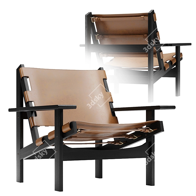 Klassik Hunting Armchair: Luxurious Comfort & Timeless Design 3D model image 1