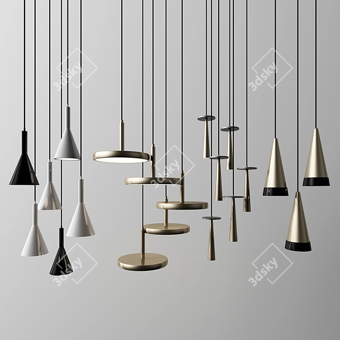 Elegant Cluster Pendant Light 3D model image 1