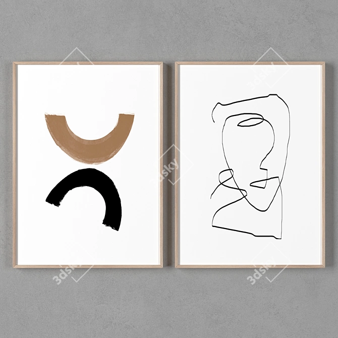 Wooden Framed Paintings (2-pack) 3D model image 1