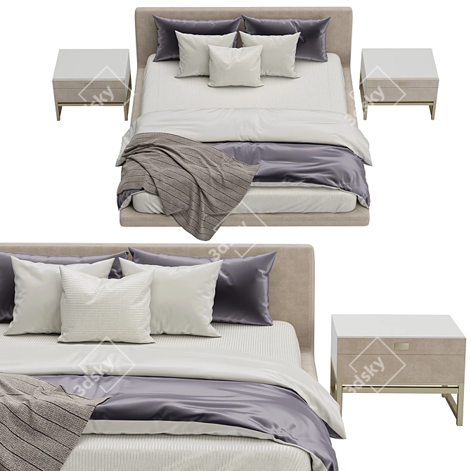 Sleek TULISS Divan Bed 3D model image 2