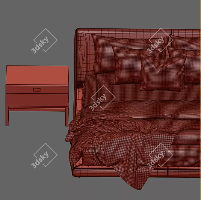 Sleek TULISS Divan Bed 3D model image 3