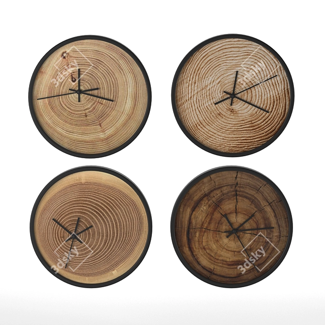 Handmade Wood Wall Clocks 3D model image 1