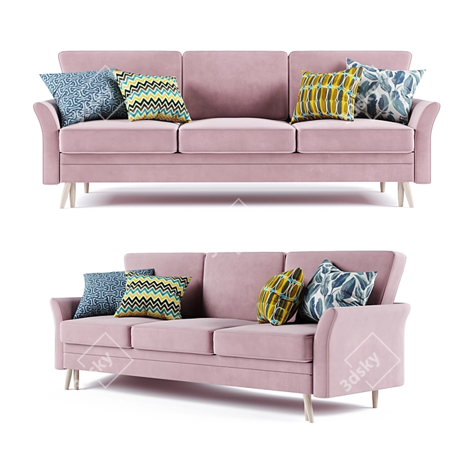 Verona Velvet Pink Sofa 3D model image 1