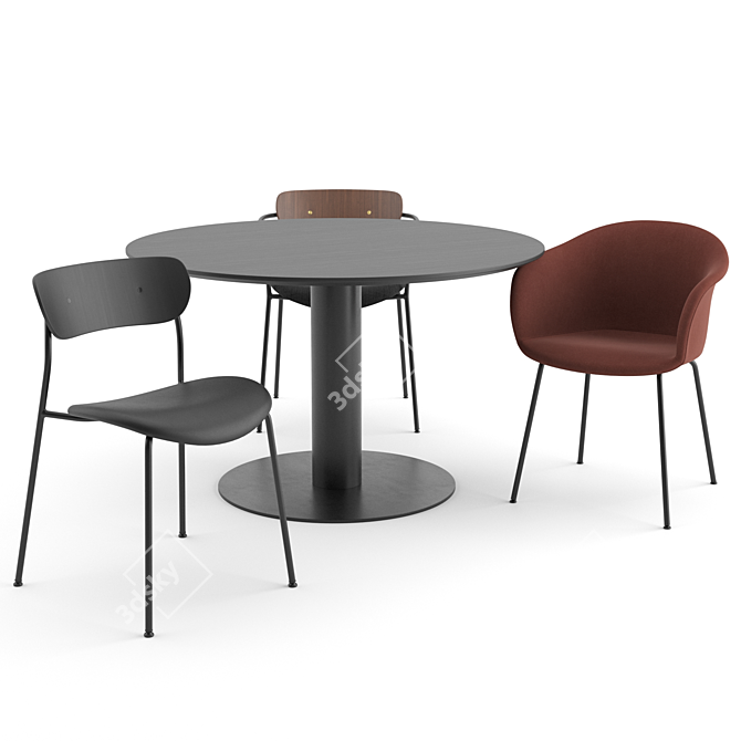 Modern Scandinavian Dinning Set 3D model image 2