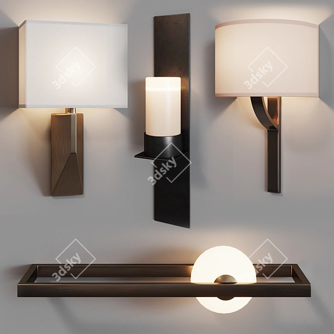 Mondrian Glass Sconce: Timeless Harmony 3D model image 1