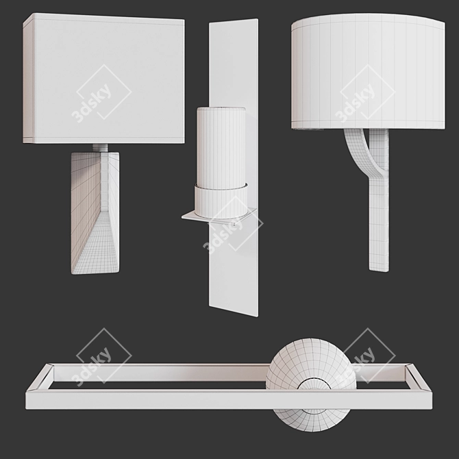 Mondrian Glass Sconce: Timeless Harmony 3D model image 2
