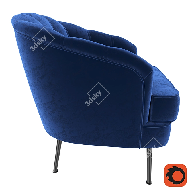 Tiffany Blue Velvet Wing Chair 3D model image 2