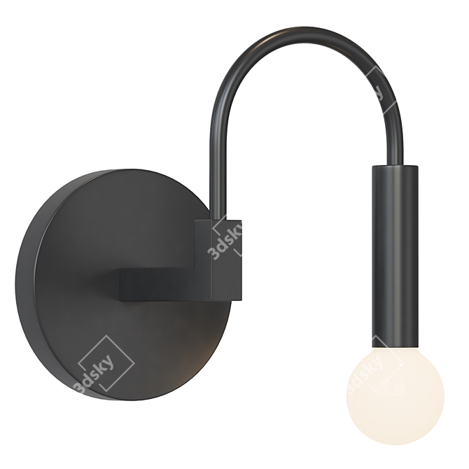 Scandinavian Style Black Wall Lamp 3D model image 2