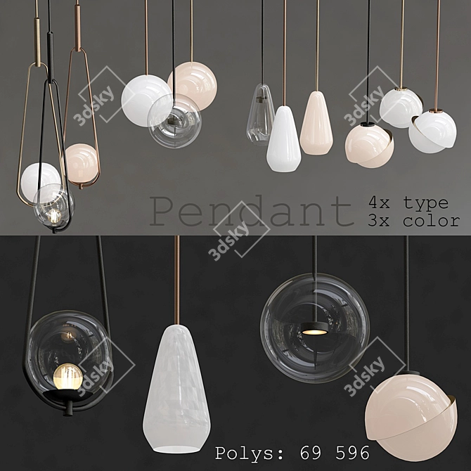 Elegant Pendant Collection - 3D Jewelry Model 3D model image 1