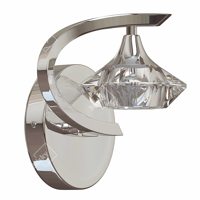 Elegant Chrome and Crystal Wall Sconce 3D model image 1