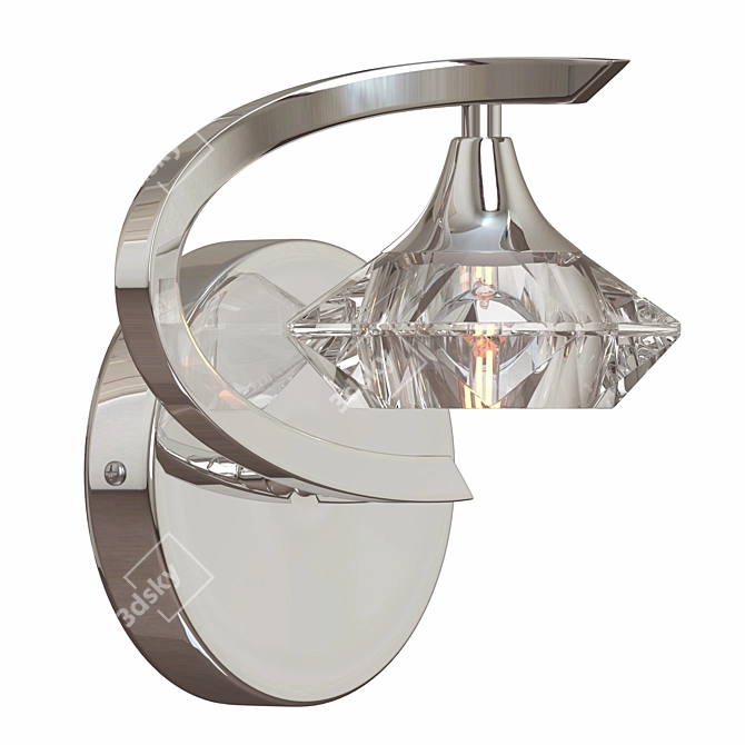 Elegant Chrome and Crystal Wall Sconce 3D model image 2