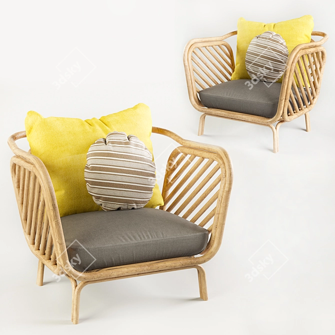 Boa Rattan Armchair - High Quality Model 3D model image 1