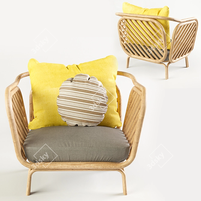 Boa Rattan Armchair - High Quality Model 3D model image 2