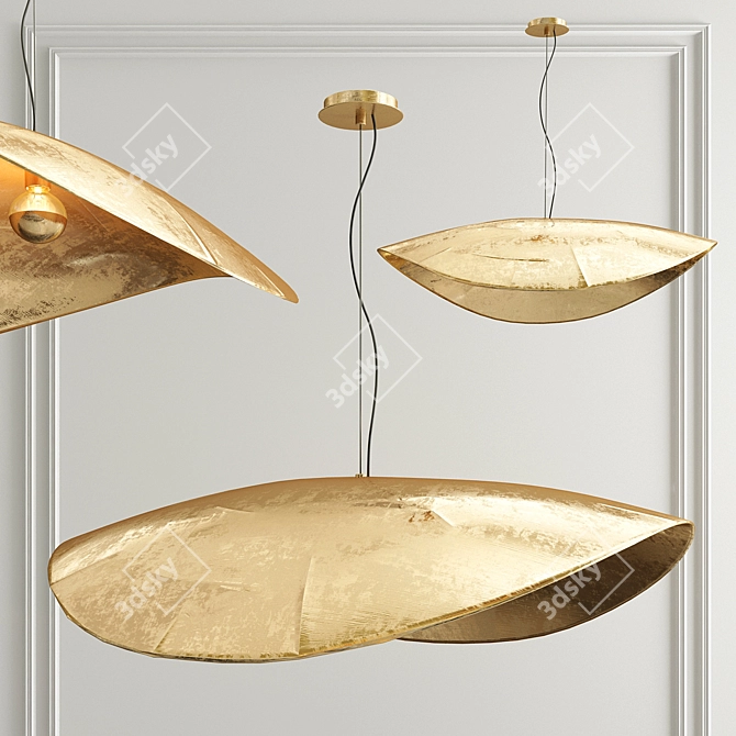 Elegant Brass Pendant Lighting 3D model image 1