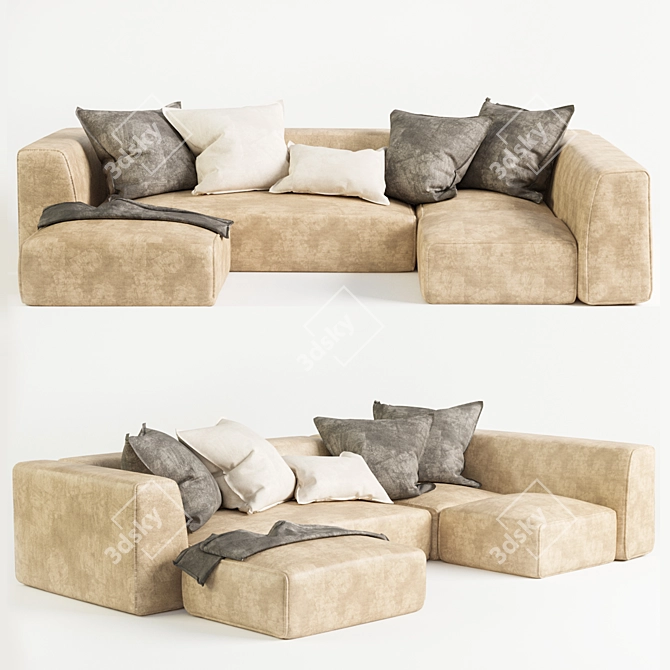 Elegant Daria Sofa: High-Quality, TurboSmooth 3D model image 1