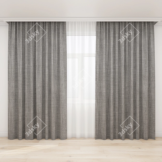 Elegant Polys Curtains Set 3D model image 1