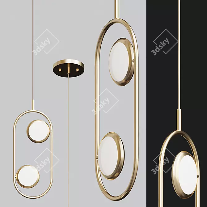 Sleek LED Hoop Chandelier 3D model image 1