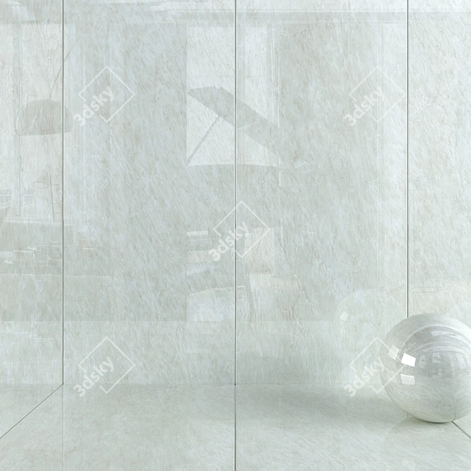 Imperial White Wall Tiles: 4K UHD Multi-Texture 3D model image 1