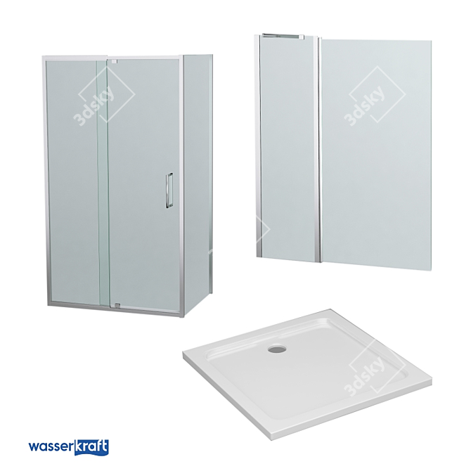 Berkel Glass Shower: Elegant Enclosure & Tray 3D model image 1