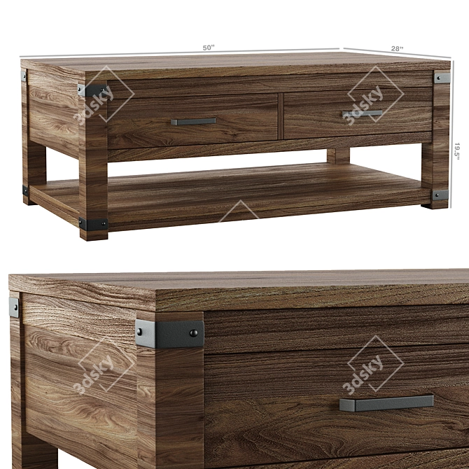 Title: High-Res Wood Table 3D model image 1