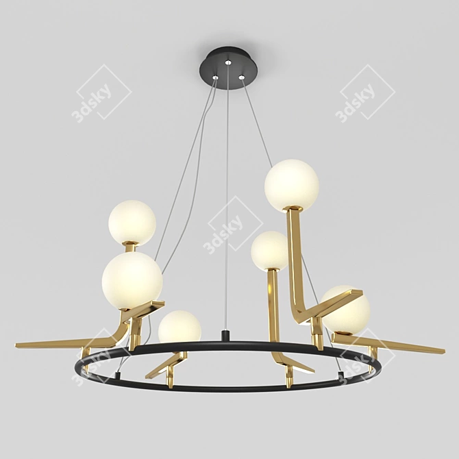 Modern Black Brass Pendant Light 3D model image 1