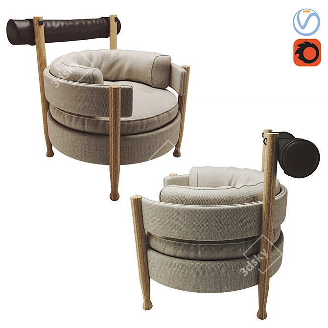 Elegant Espasso Vivi Armchair 3D model image 1