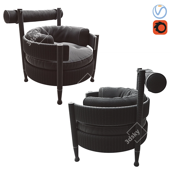 Elegant Espasso Vivi Armchair 3D model image 2