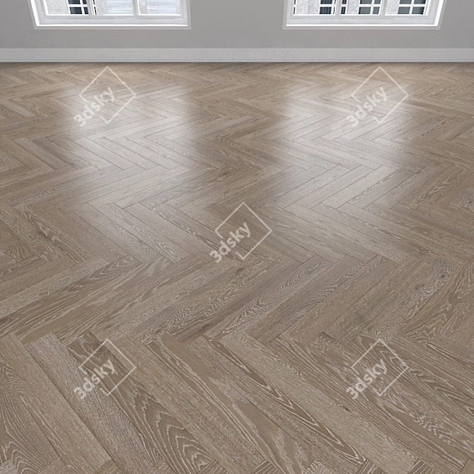 Oak Parquet Flooring: Herringbone, Linear, Chevron 3D model image 2