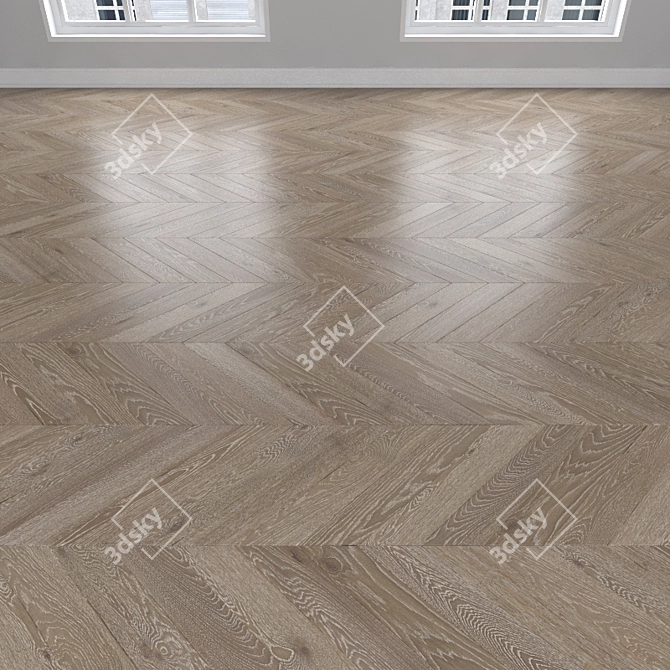 Oak Parquet Flooring: Herringbone, Linear, Chevron 3D model image 3