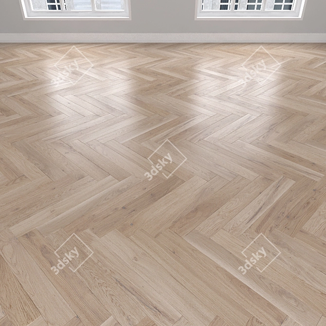 Oak Parquet Floors: Herringbone, Linear & Chevron 3D model image 2