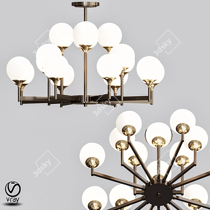 Valley Glow 12-Light Chandelier 3D model image 1