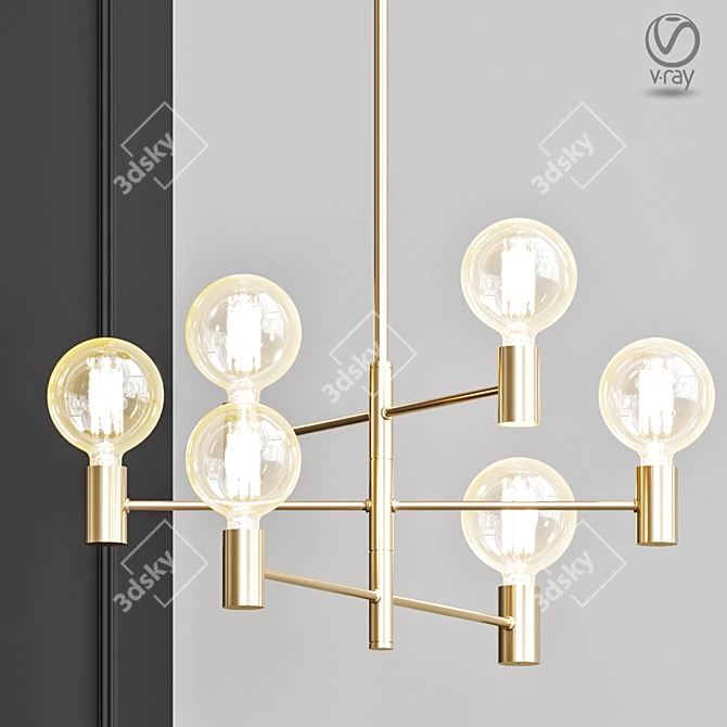 Golden Helix Chandelier Sparkles 3D model image 1