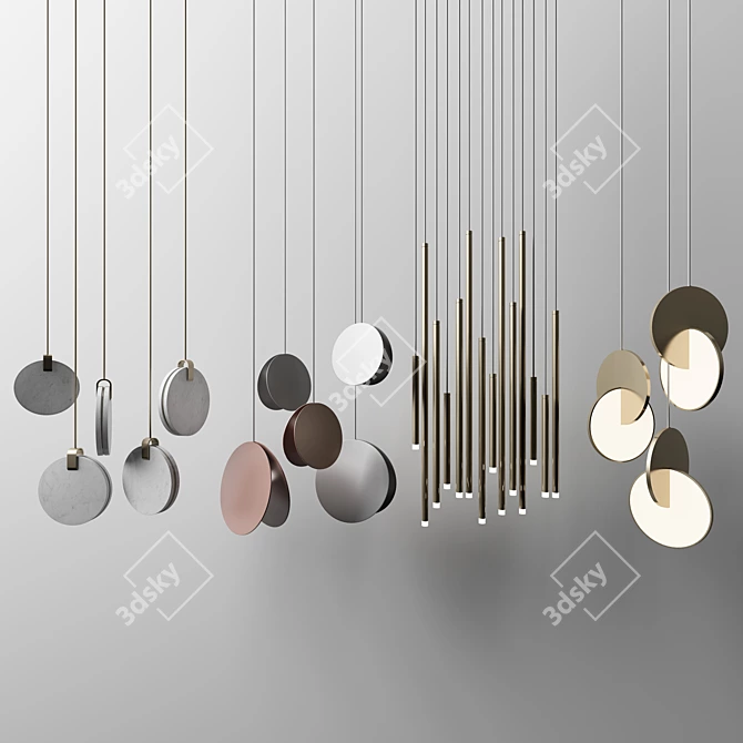 Striking Pendant Lights Set 3D model image 1