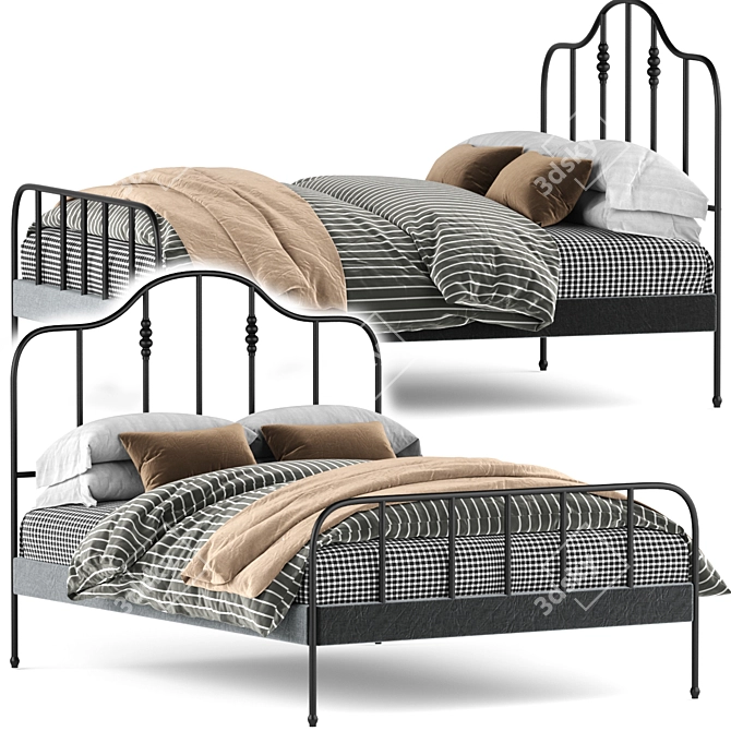 Elegant Sagstua Bed: Classic & Chic 3D model image 1