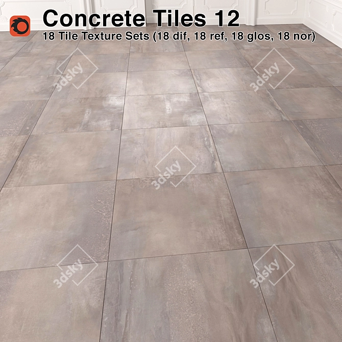 Concrete Tiles Pack - High-Quality Textures & Ready-to-Use with Corona 3D model image 1