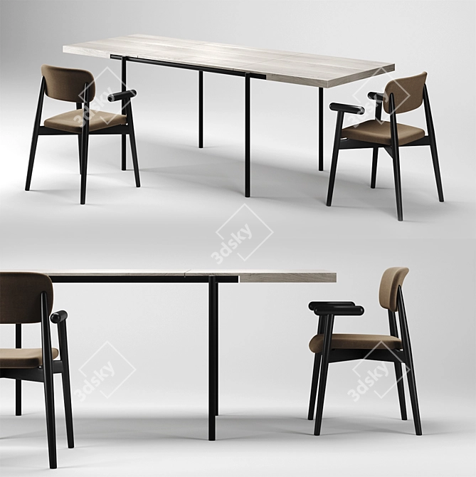 Modern Dining Set: MZPA Mild Chair & ROMP TE01 Table 3D model image 1