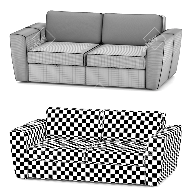 Modern 3-Seater Sofa - 187x100x89 cm 3D model image 3