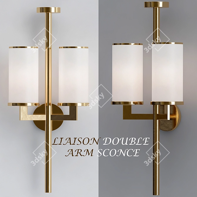 Elegant Liaison Double Arm Sconce 3D model image 1