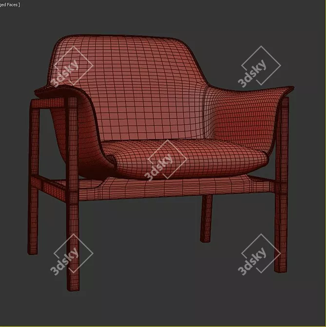 Elegant Miller Arm Chair 3D model image 3