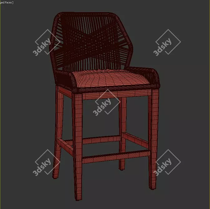 Elegant Swivel Bar Stool 3D model image 3