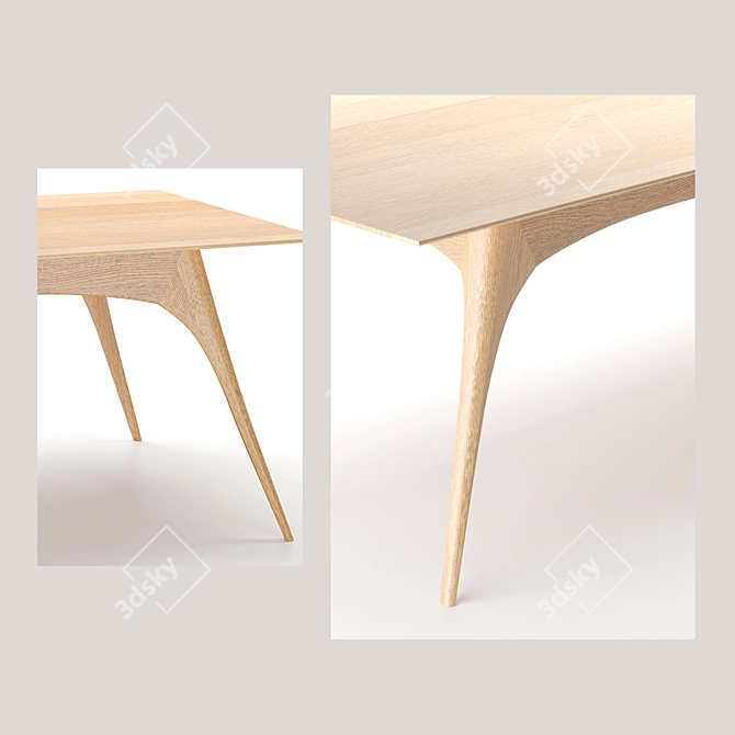 Sleek Gazelle Oak Dining Table 3D model image 2