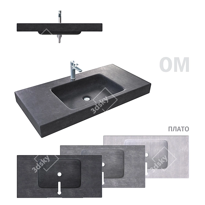 Plateau Concrete Sink 3D model image 1